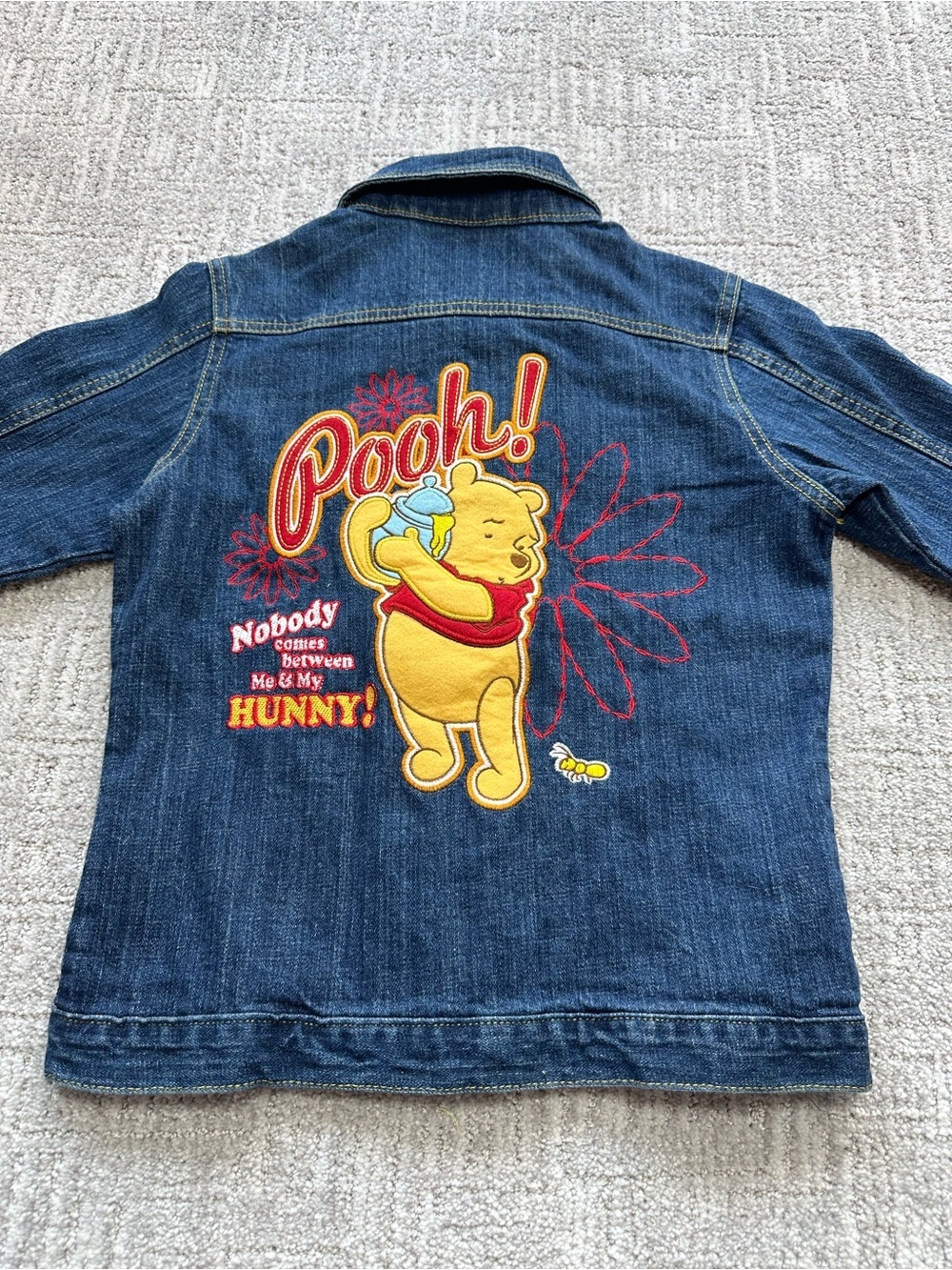 Kids vintage’s 90s Winnie the Pooh Denim Jacket Embroidered Back Patch Japanes - Picture 7 of 14